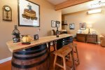 Wine barrel bar fits perfectly in the home